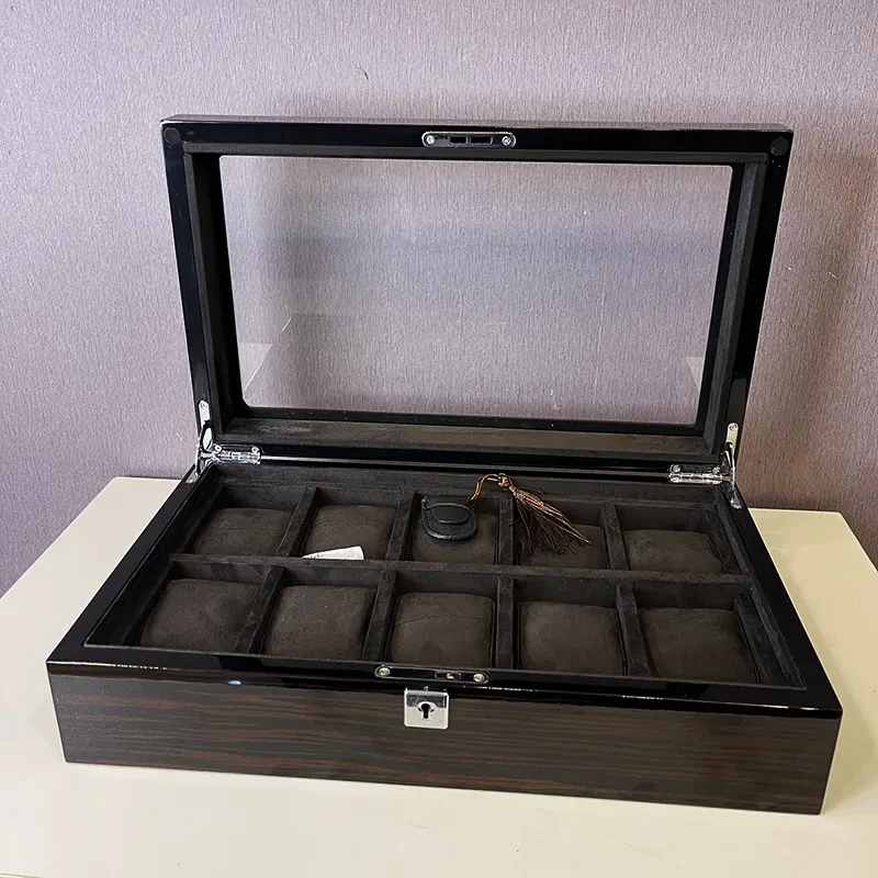 Wooden Premium 10 Slots Black Watch Organizer Box & Gift Case